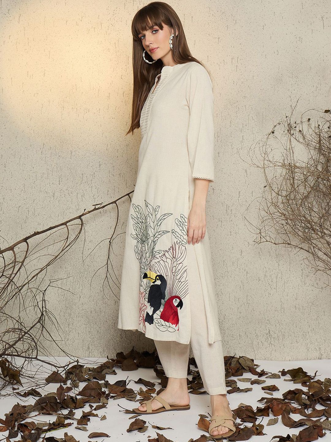 Dhiyona IE Embroidered Pure Cotton Tunic With Trousers