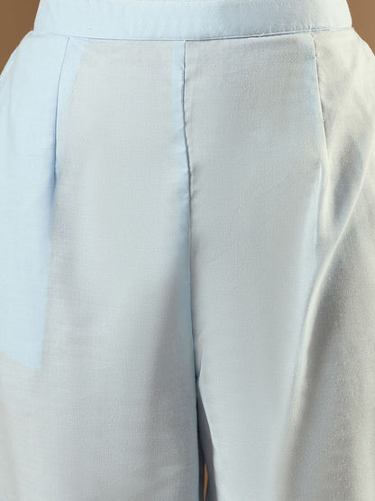 Floral Yoke Design Straight Thread Work Pure Cotton Kurta with Trousers & Dupatta