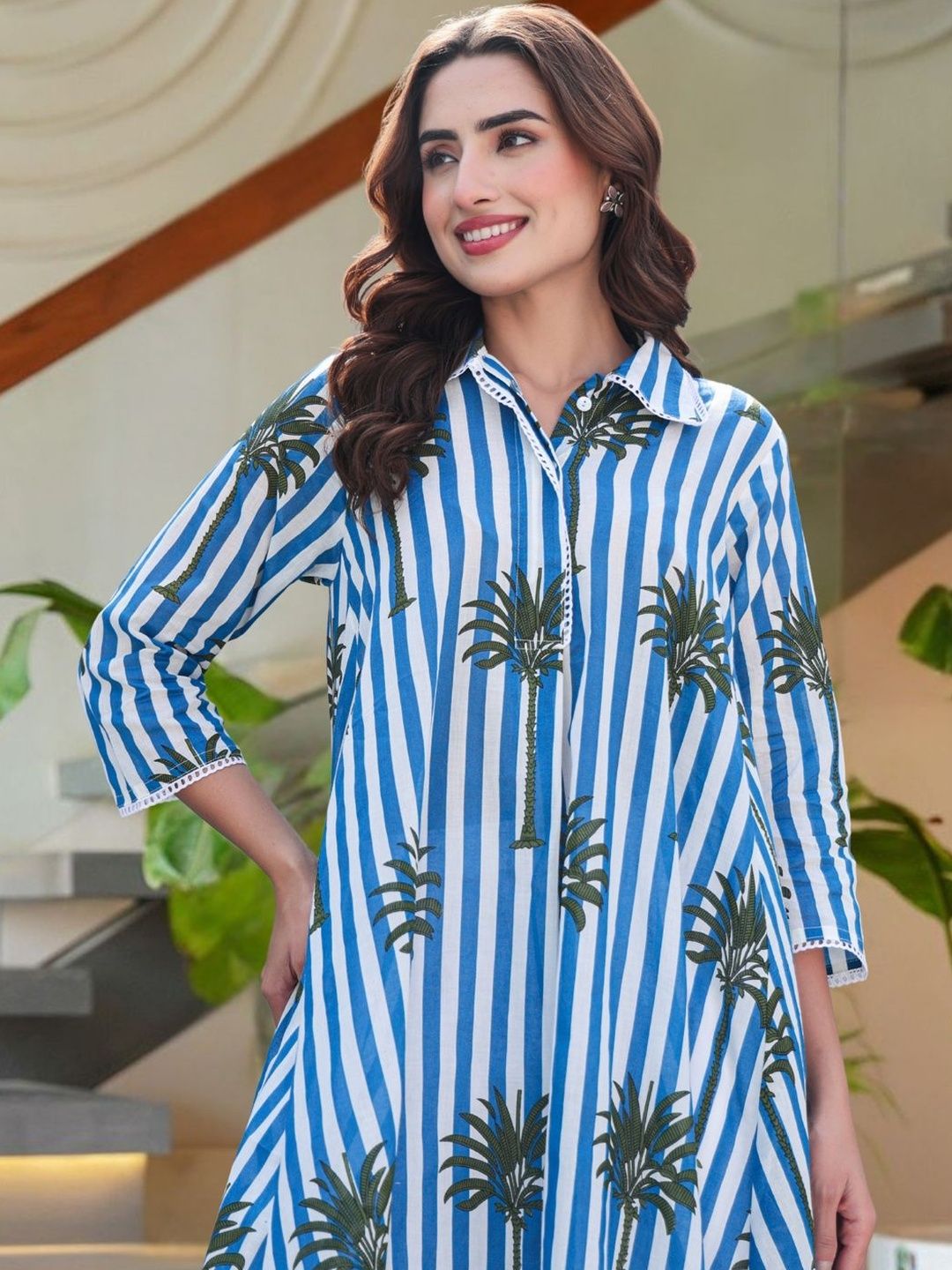 Dhiyona IE Women Printed Regular Pure Cotton Kurta with Trousers