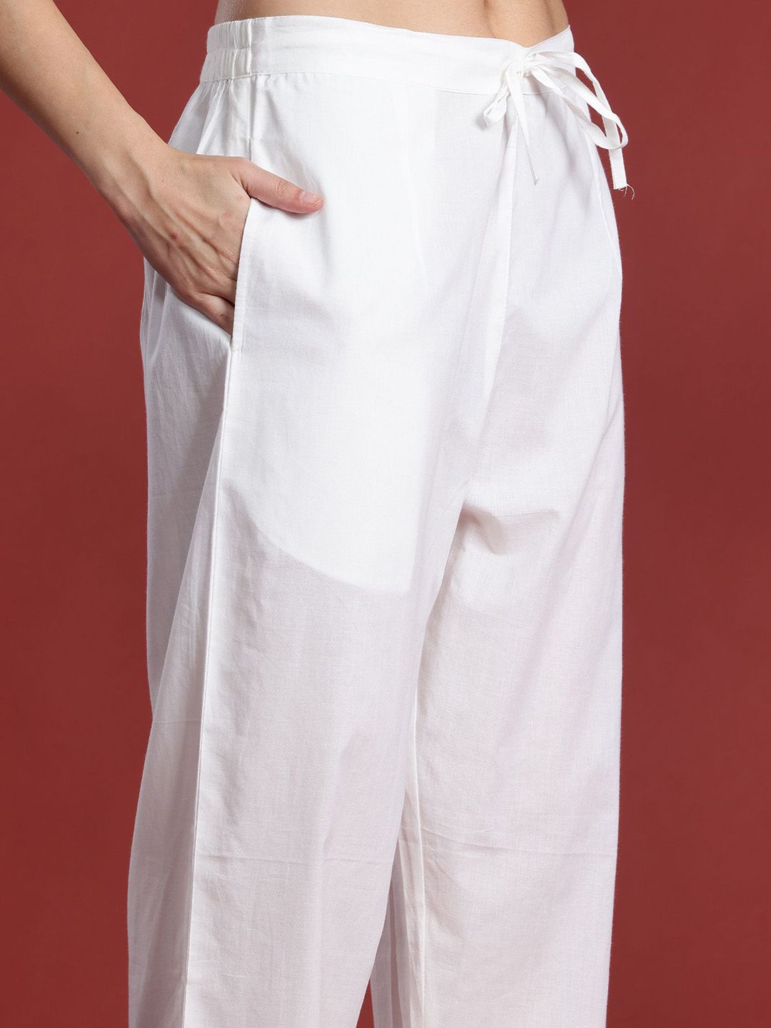 Floral Printed Sequinned V-Neck Pure Cotton Kurta with Trousers & Dupatta