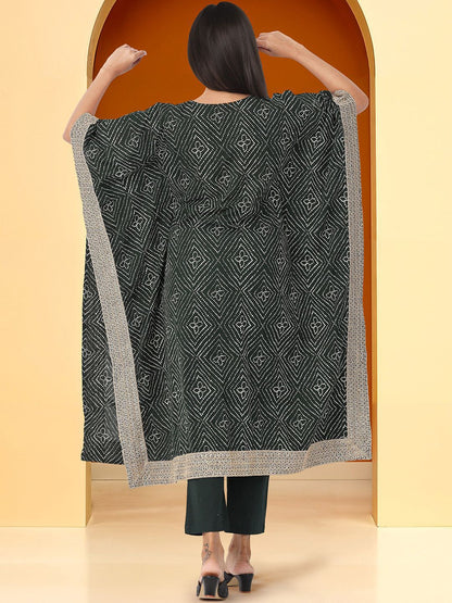 Dhiyona IS Women's Women Ethnic Motifs Printed Regular Kurta with Trousers & With Dupatta
