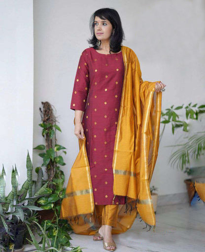 Dhiyona KL Women Printed Regular Kurta with Trousers & With Dupatta