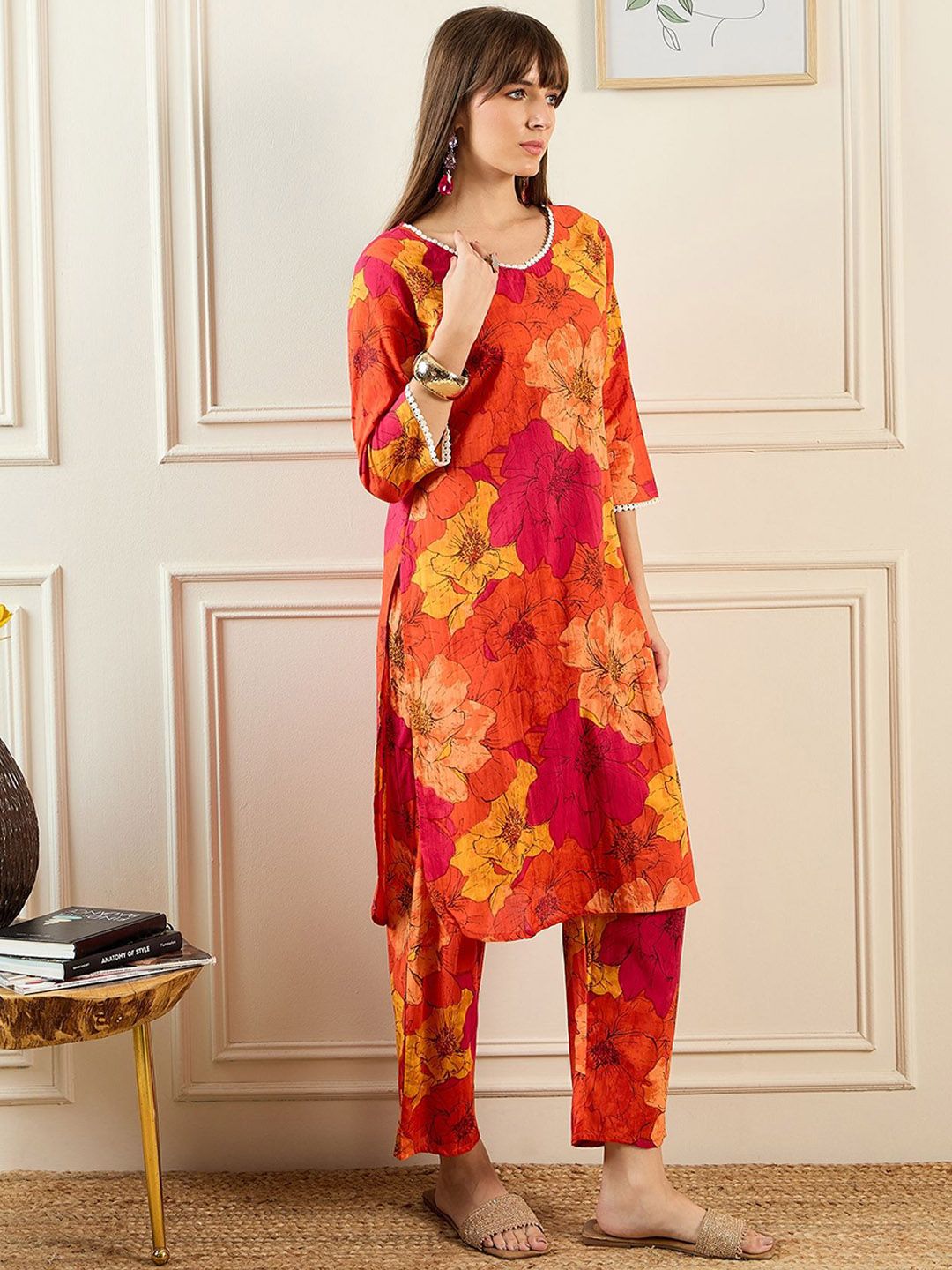 Dhiyona IE Women Orange Kurta Sets