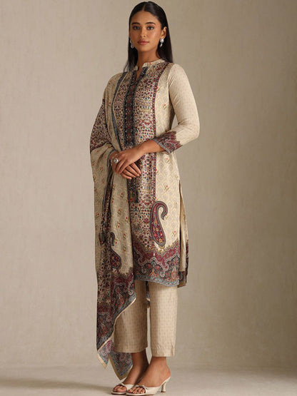 Dhiyona SO Women's Women Printed Regular Sequinned Kurta & Trousers With Printed Dupatta