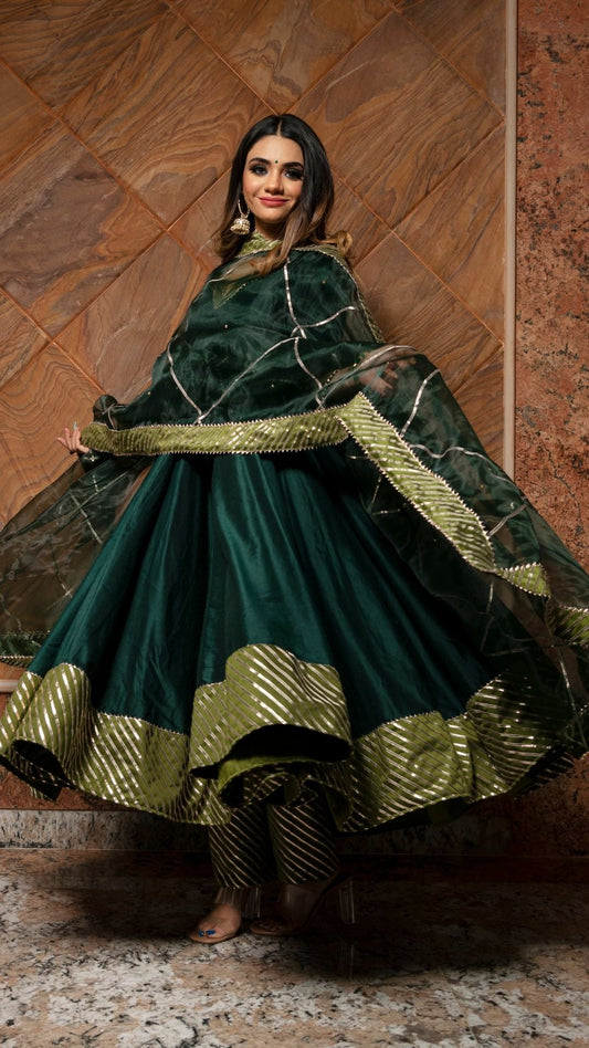 Jannat Dark Green Anarkali Set