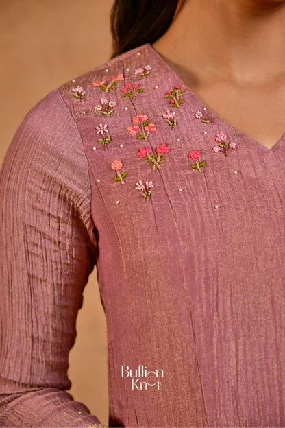 Dhiyona BN Phoolkari Lavender Thread Work Kurta Set