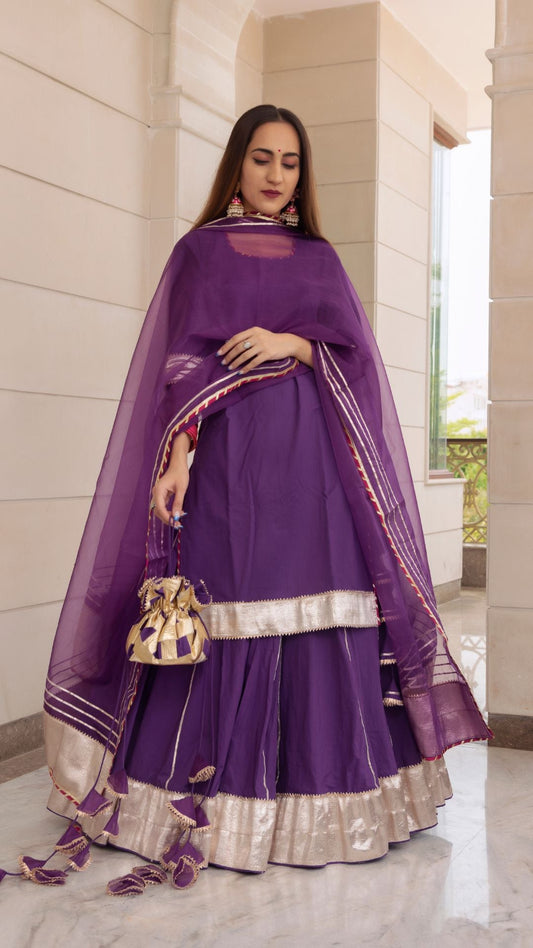 Falguni Purple Kurta Skirt Set