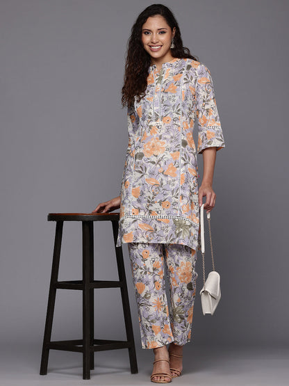 Dhiyona VR Women's Purple Floral Printed Co-Ord Set