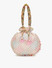 Dhiyona NR Women Off White & Pink Embellished Tasselled Potli Clutch