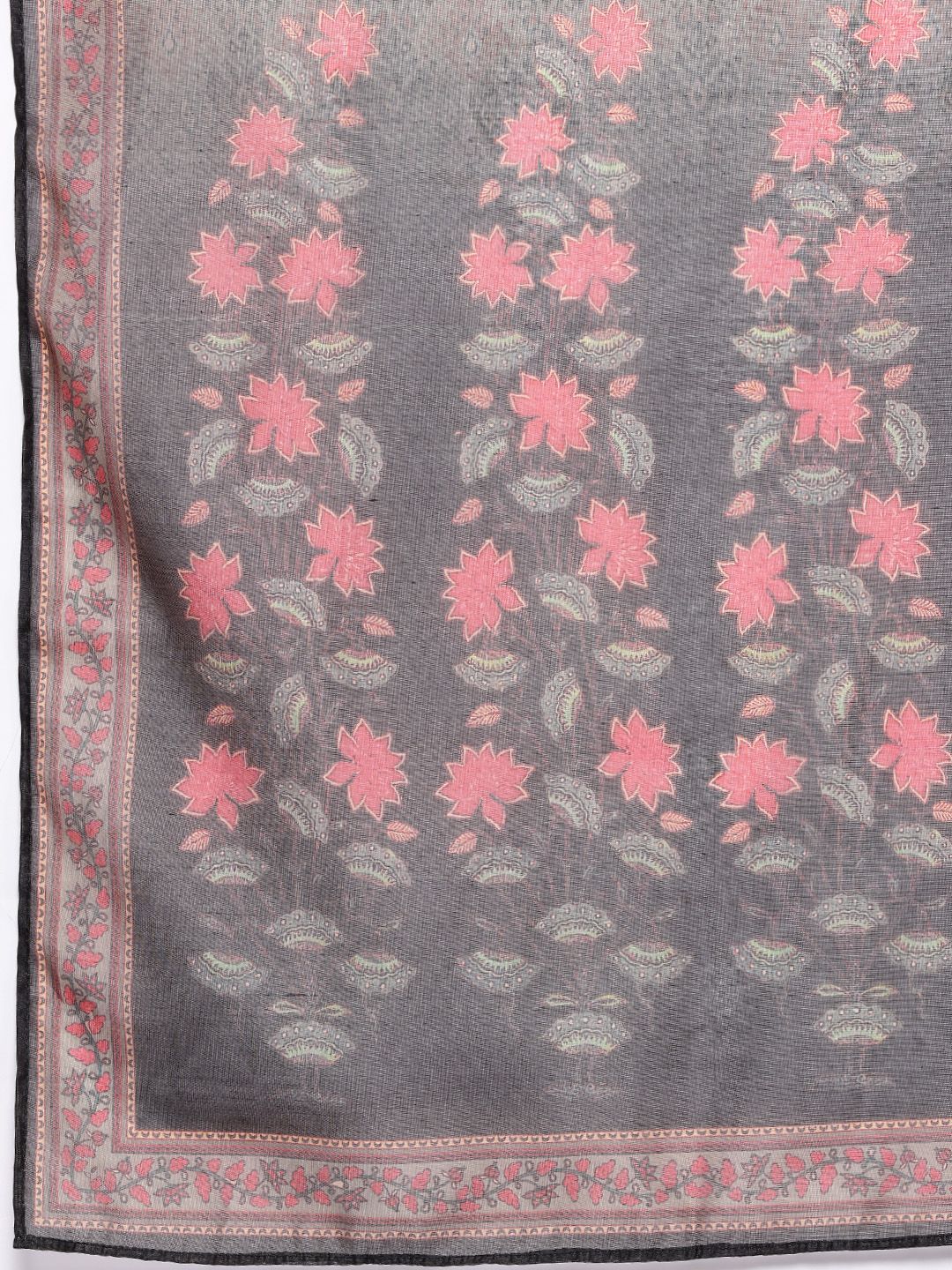 Dhiyona VA Women's Floral Yoke Design Sequinned Kurta with Trousers & Dupatta