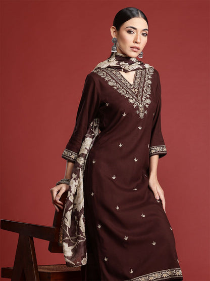 Dhiyona IE Ethnic Motifs Embroidered Thread Work Kurta with Salwar & With Dupatta