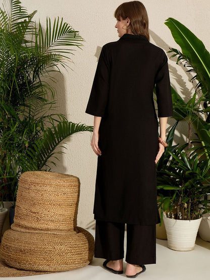 Geometric Printed V-Neck Pure Cotton Straight Kurta With Palazzos