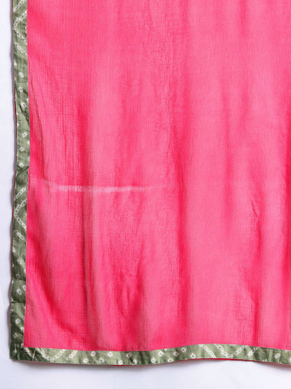 Bandhani Printed Thread Work Pure Cotton Kurta with Trousers & With Dupatta