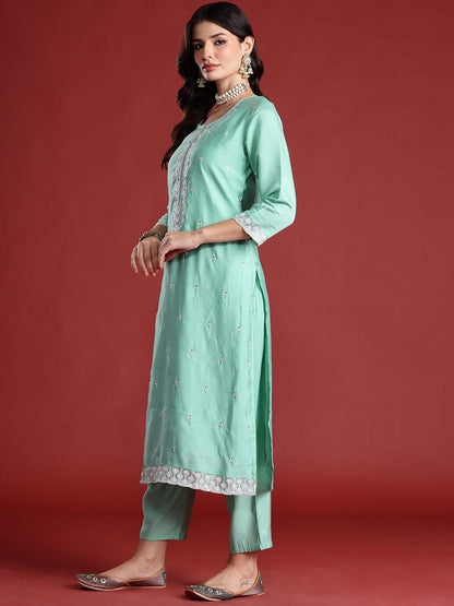 Ethnic Motifs Embroidered Kurta with Trousers & Dupatta