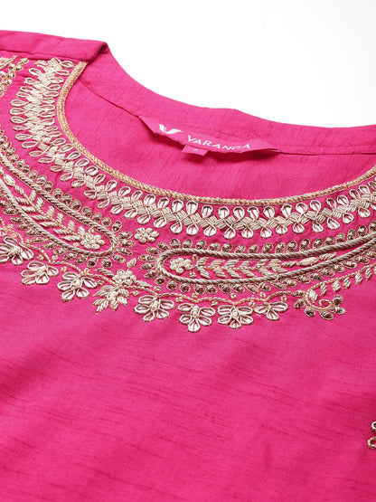 Dhiyona VA Women's Ethnic Motifs Zardozi Embroidered Kurta Trousers, and Dupatta