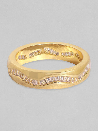 Dhiyona RJ Women's 18K Gold-Plated CZ-Studded Finger Ring