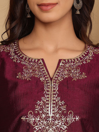 Dhiyona VA Women'sEthnic Motifs Embroidered Regular Kurta with Trousers & Dupatta