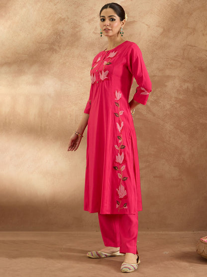 Women Ethnic Motifs Embroidered Thread Work Pure Cotton Kurta with Trousers