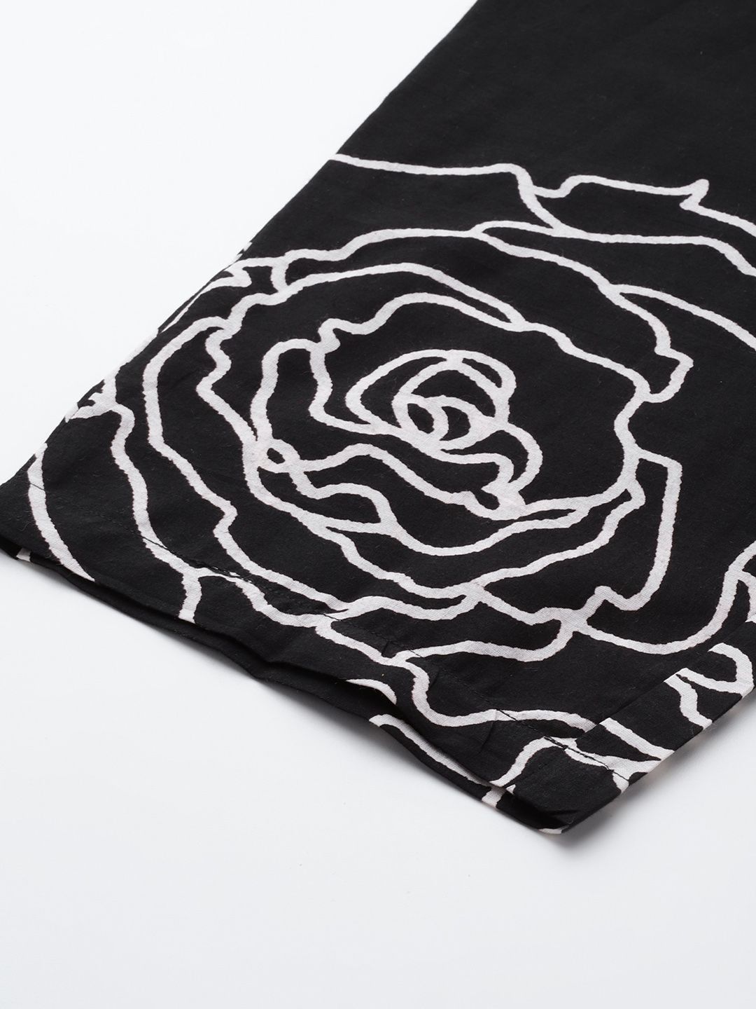 Floral Printed Mirror Work Pure Cotton Kurta with Trousers