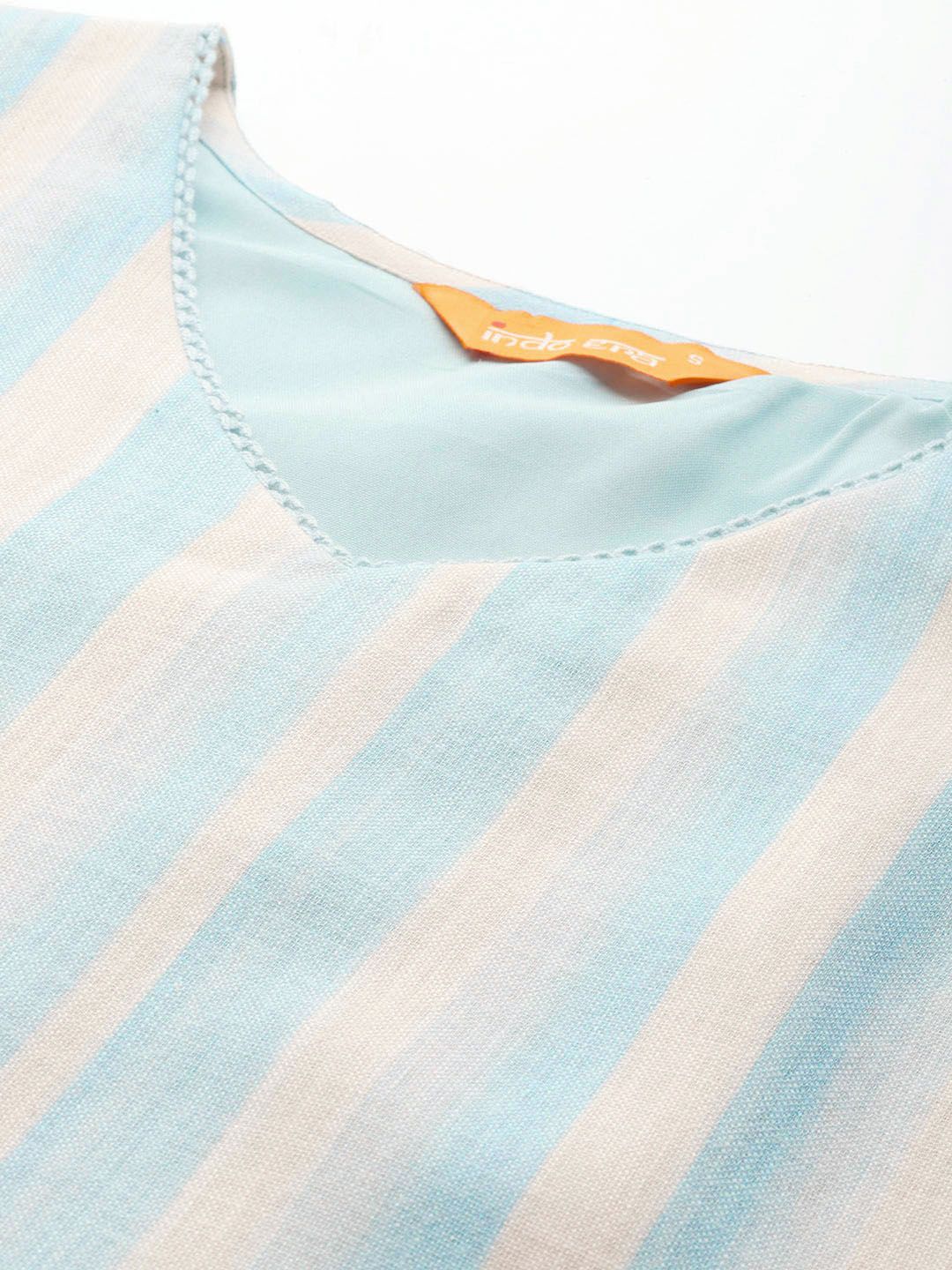 Floral Printed Beads and Stones Linen Kurta with Trousers & With Dupatta