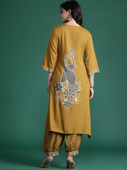 Dhiyona IE Quirky Printed Beads & Stones Kurta with Salwar