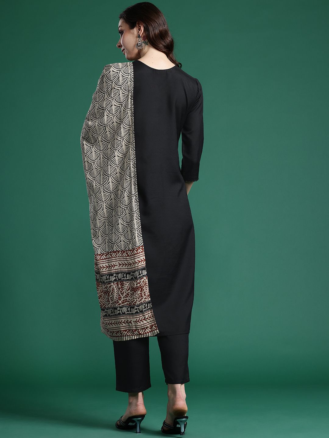 Solid Regular Kurta with Trousers & Dupatta