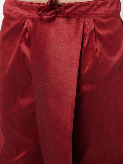 Men's Gold Silk Blend Straight Jacket  Kurta and Dhoti Set