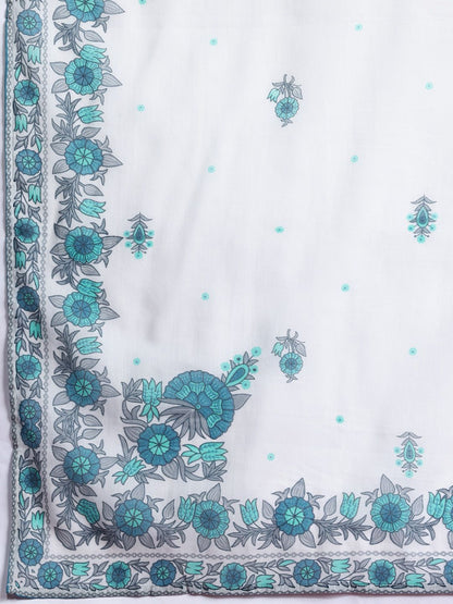 Dhiyona IE Floral Embroidered Thread Work Pure Cotton Kurta with Trousers & With Dupatta