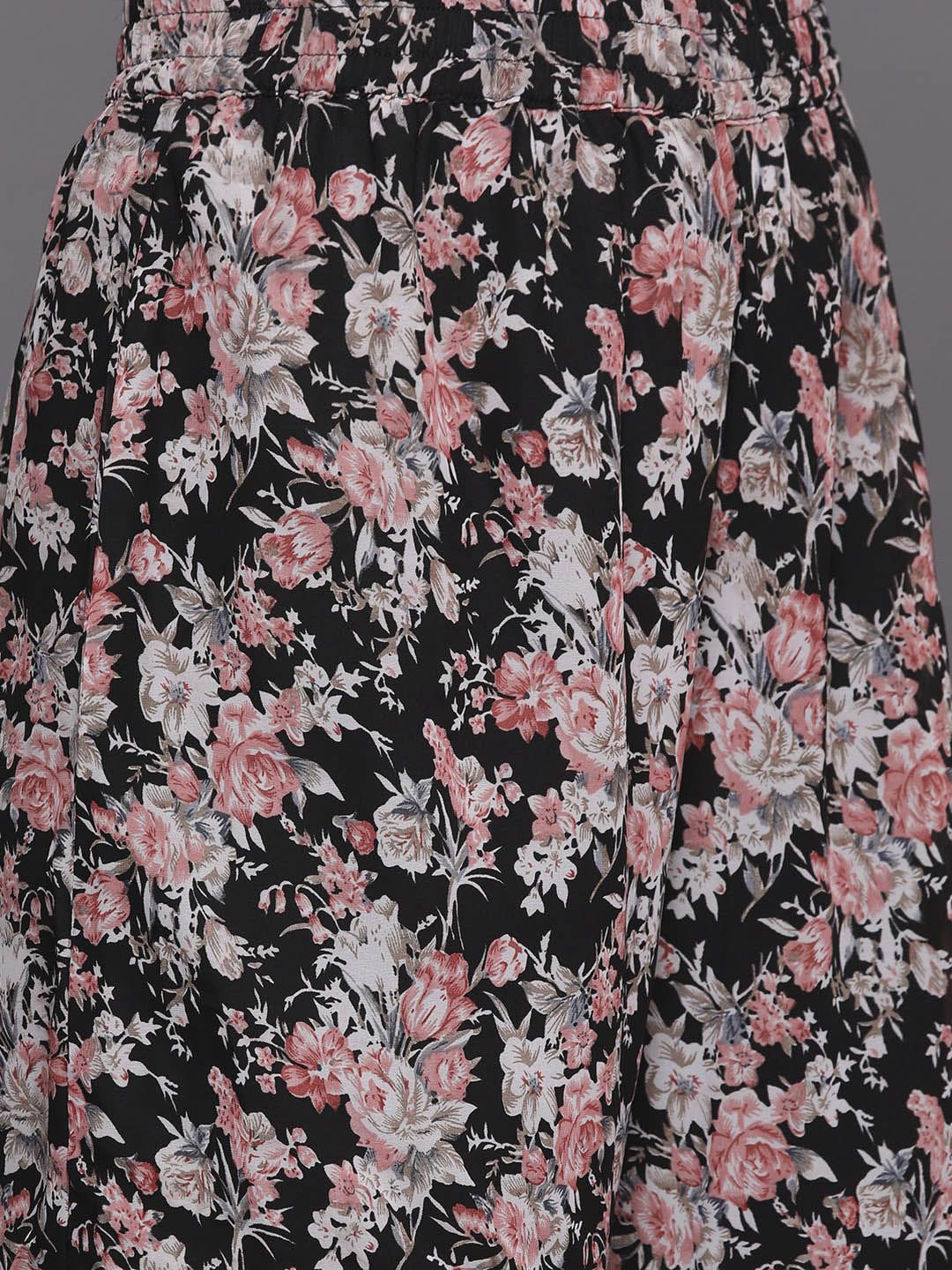 Dhiyona VA Women'sFloral Printed Pleated Gotta Patti Kurta with Sharara & Dupatta