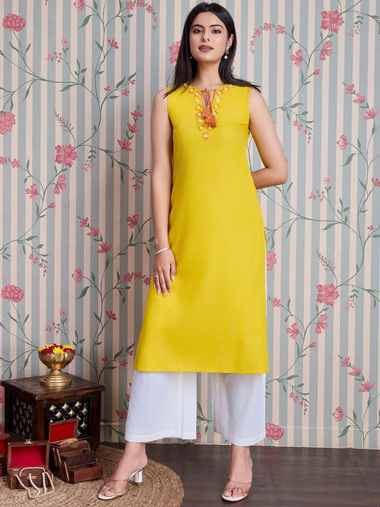 Dhiyona OD  Embroidered Straight Kurta with Palazzos