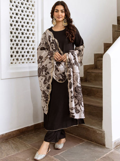 Dhiyona IE Women Regular Kurta with Trousers & With Dupatta