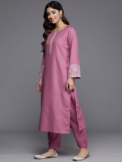 Dhiyona VA Women's Floral Yoke Design Regular Thread Work Kurta with Trousers & With Dupatta