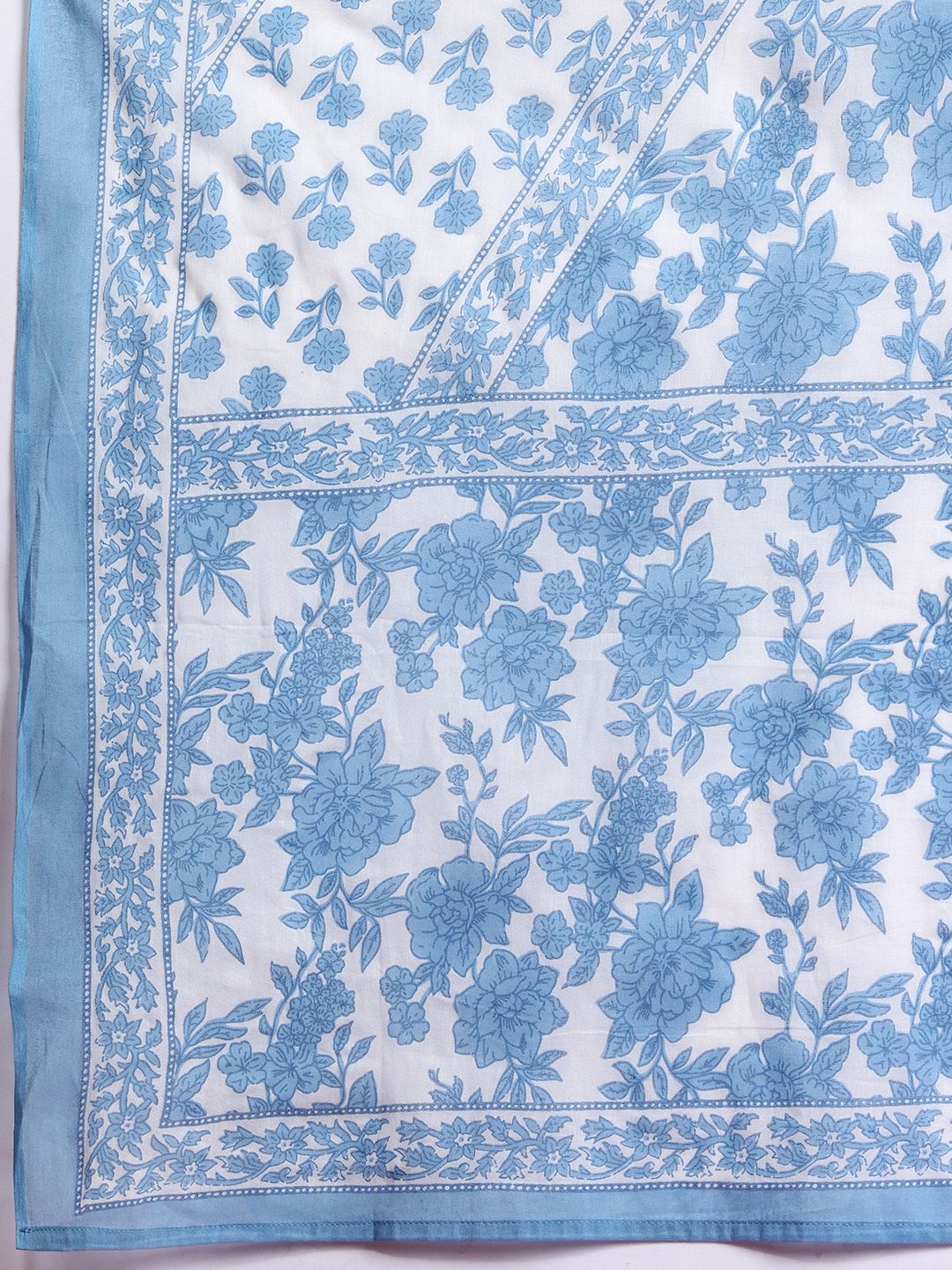 Dhiyona IE Floral Printed Panelled Beads & Stones Pure Cotton Kurta With Trousers & Dupatta