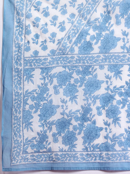 Dhiyona IE Floral Printed Panelled Beads & Stones Pure Cotton Kurta With Trousers & Dupatta