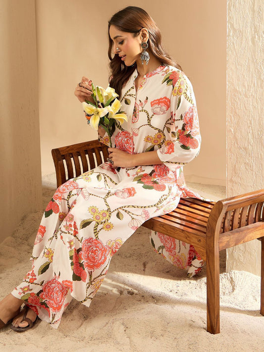 Dhiyona IE Women Floral Printed Regular Kurta with Palazzos