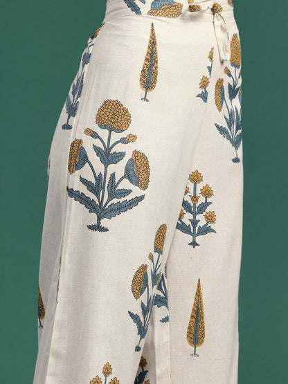 Floral Printed Regular Pure Cotton Kurta with Palazzos