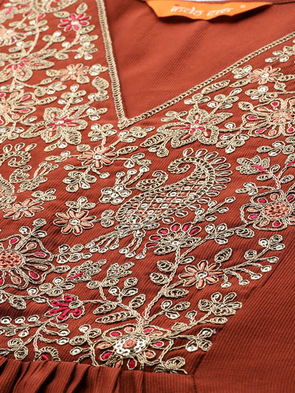 Ethnic Motifs Embroidered Kurta with Trousers & Dupatta