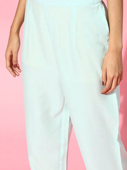 Blue Silk Blend Mandarin Collar Kurta Set