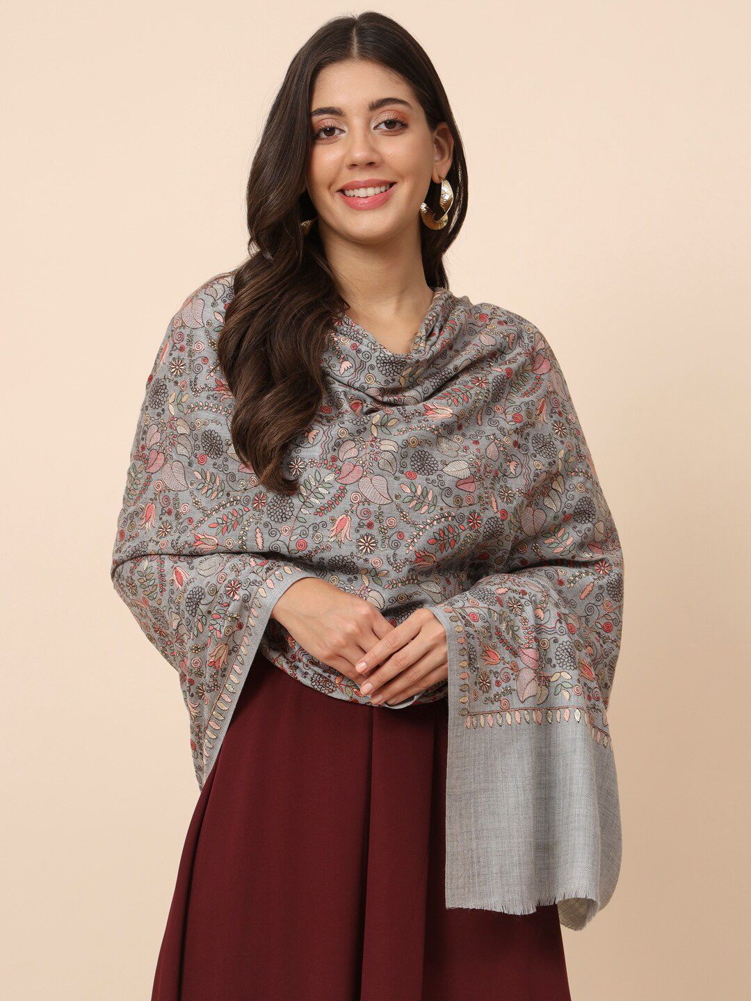 Dhiyona PA Embroidered Pure Wool Shawl