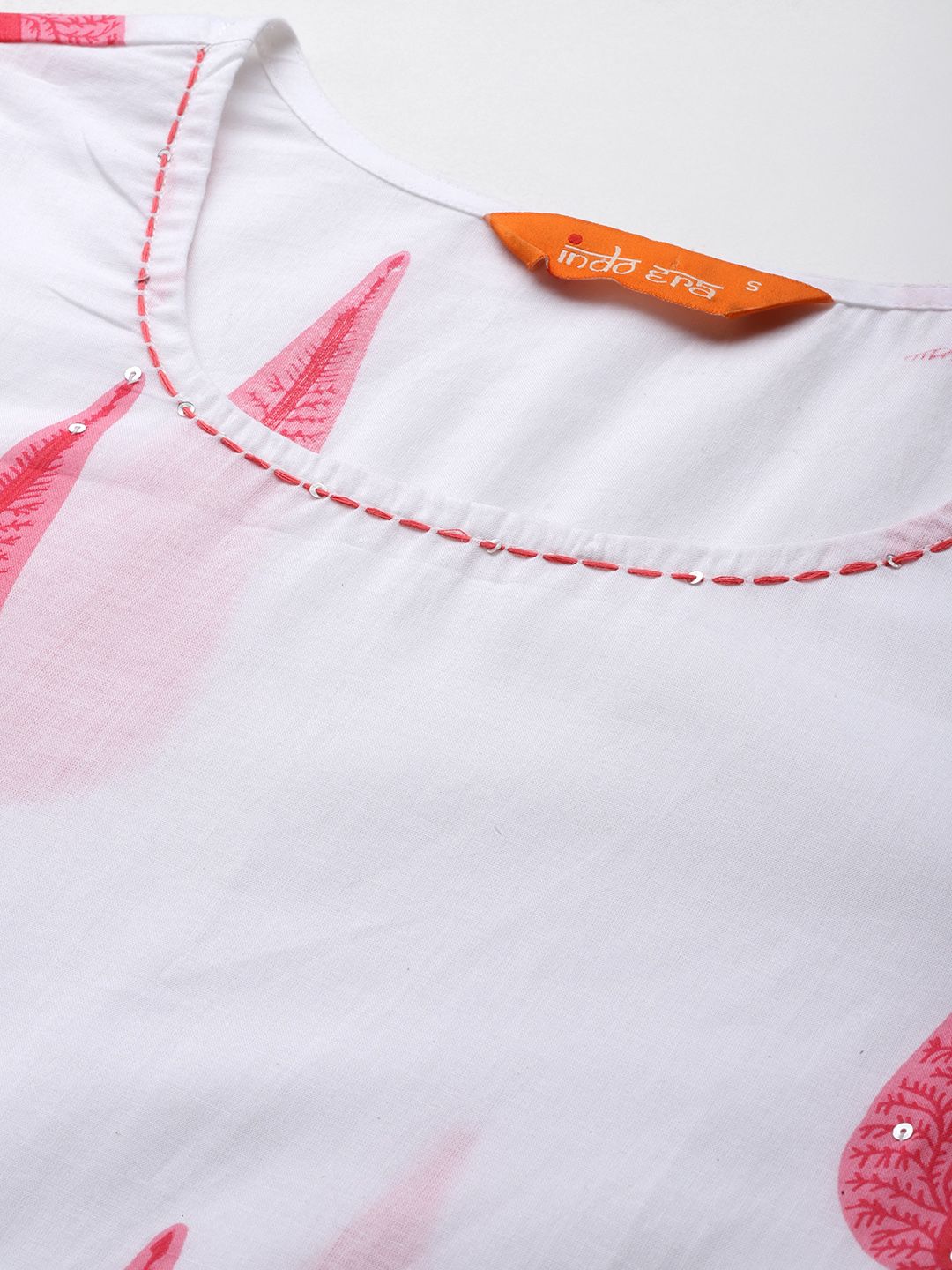 Floral Printed Sequinned Pure Cotton Kurta with Trousers & With Dupatta