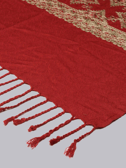 Dhiyona PA Women Maroon Embroidered Shawl