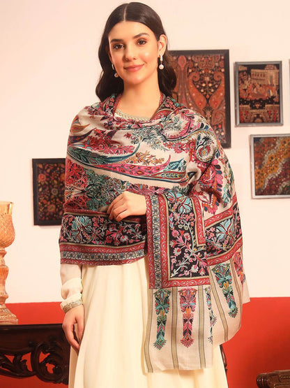 Dhiyona PA Floral Printed Pure Wool Shawl