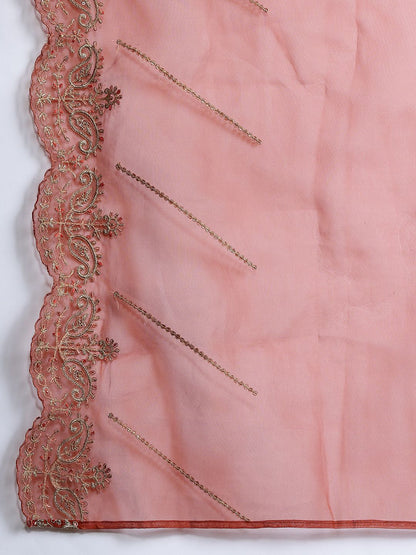 Dhiyona IE Ethnic Motifs Embroidered Sequinned Liva Kurta With Trousers & Dupatta