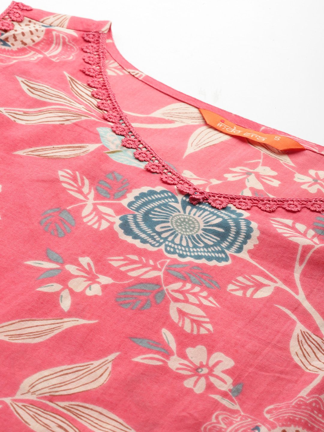 Dhiyona IE Floral Printed Pure Cotton Kurta with Trousers