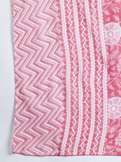 Floral Printed Pure Cotton Kurta with Trousers & Dupatta