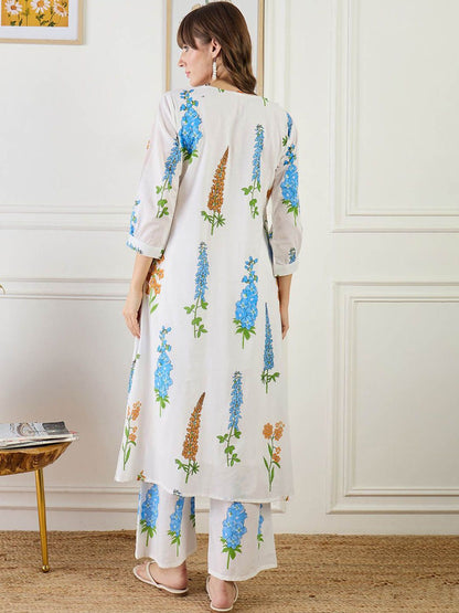 Dhiyona IE Printed Pure Cotton Tunic With Trousers Co-Ords
