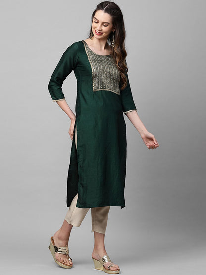 Dhiyona IE Women Green Yoke Design Kurta