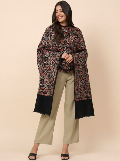 Dhiyona PA Women Floral Embroidered Pure Woollen Shawl