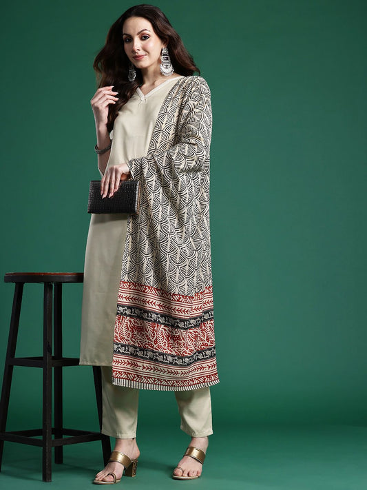 Women Regular Kurta with Trousers & With Dupatta