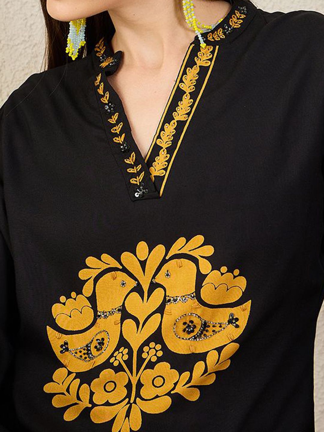 Dhiyona IE Printed Mandarin Collar Tunic With Palazzo